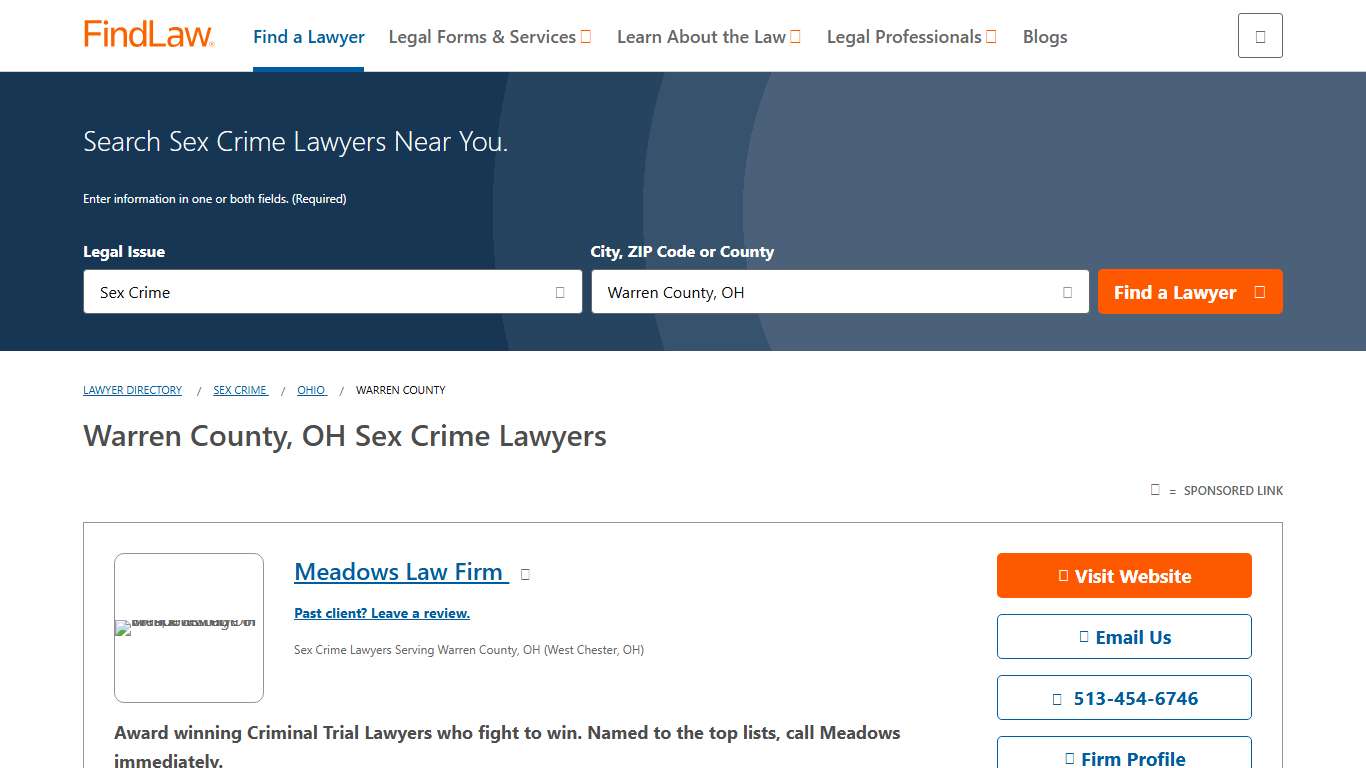 Warren County, OH Sex Crime Lawyers | 2026 Attorney Directory | FindLaw