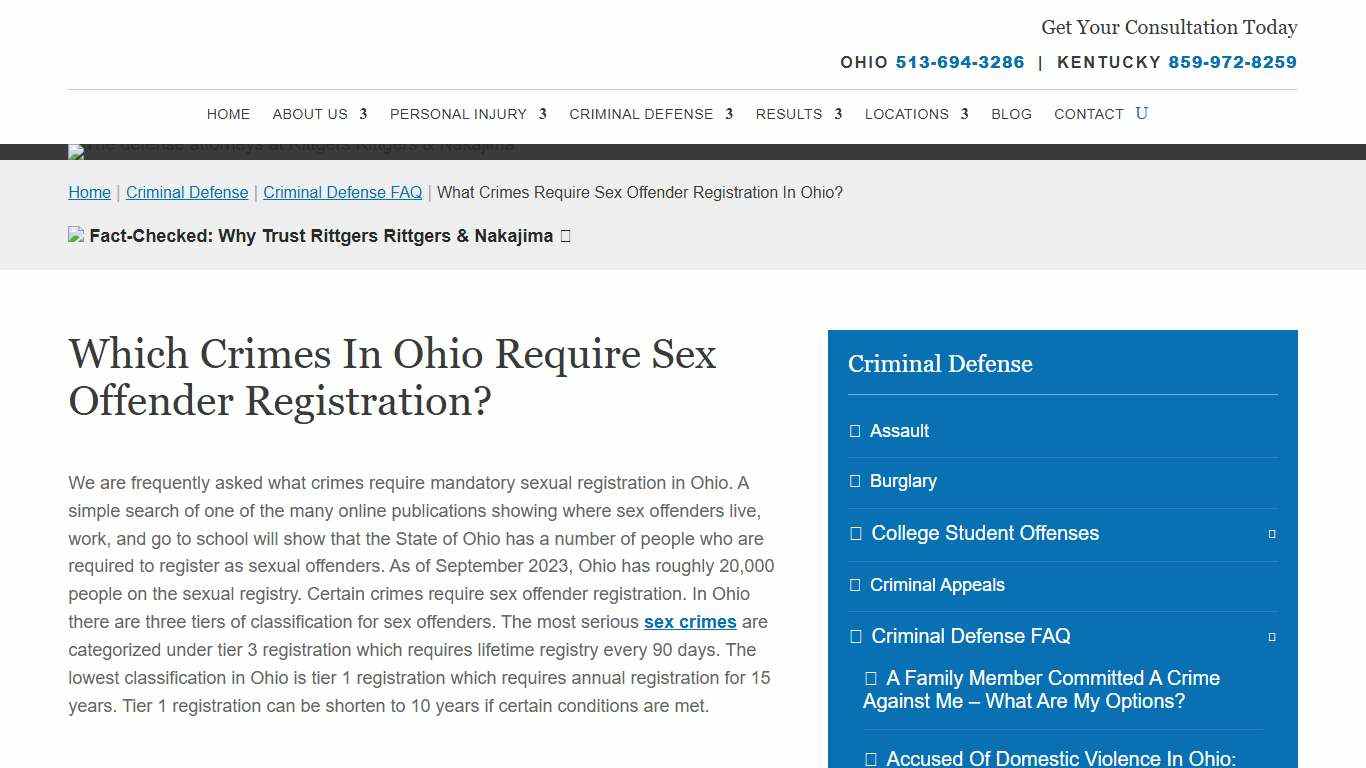 What Crimes Require Sex Offender Registration In Ohio? | Rittgers Rittgers & Nakajima